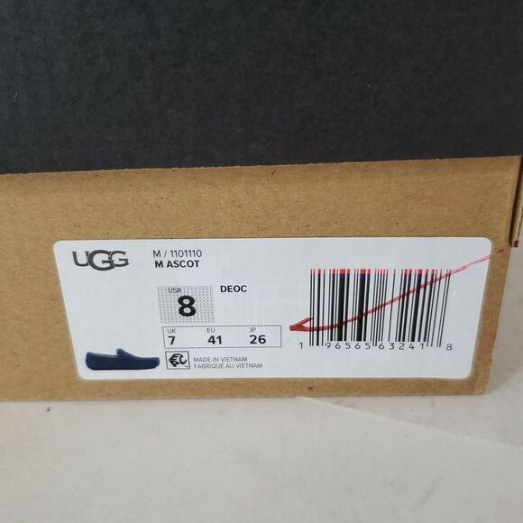 UGG Ascot Slipper Deep Ocean Suede Wool Comfort Loafer Men's US 8/ EU 41 NIB - Picture 13 of 14